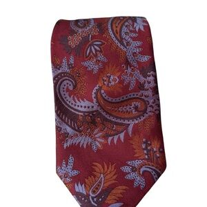 Robert Talbott Best of Class Extra long 4 X 63 in. Paisley Bergundy Blue Tie